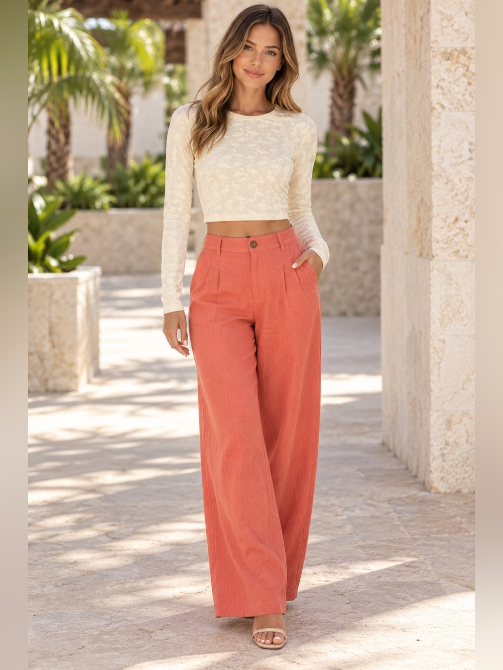 NWT Twenty Montreal Flamingo Crop Top Medium